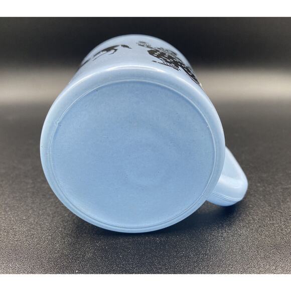 MCM 1950’s Blue Circus Theme Childs Handled Mug Clowns Vintage Glass - Picture 5 of 8